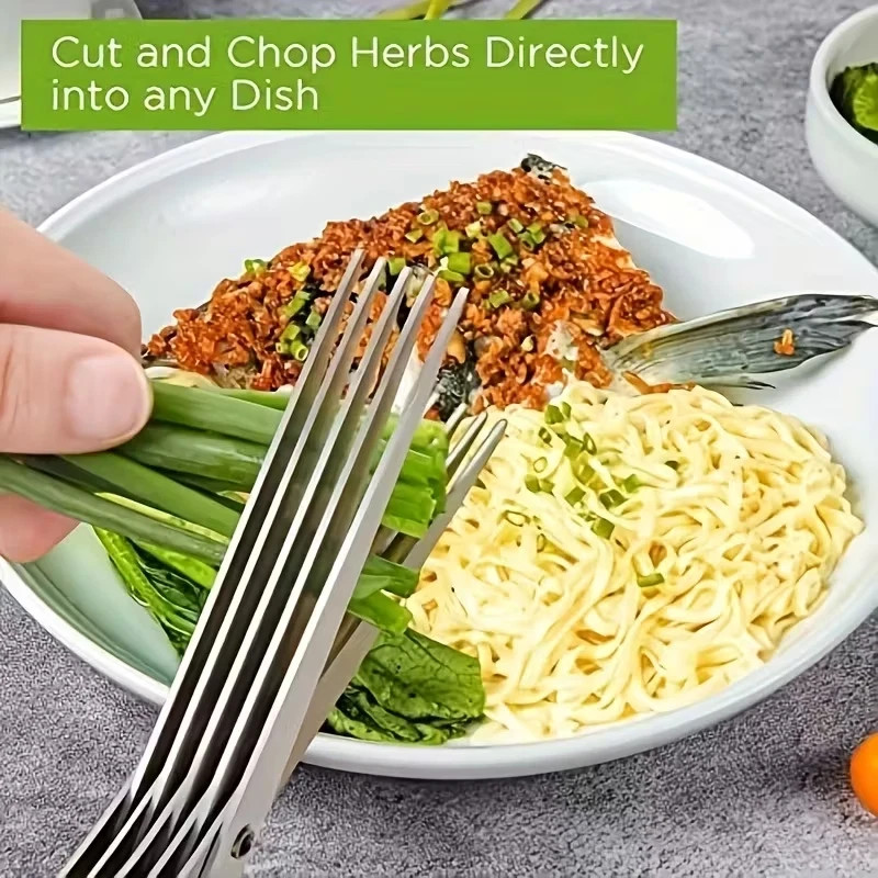 Herb Scissors Set with 5 Blades and Cover - Multipurpose Kitchen Chopping Shear