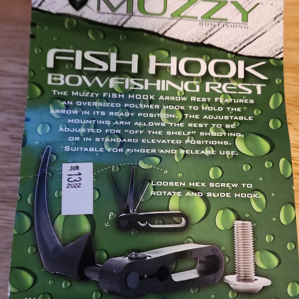 Muzzy Fish Hook Bowfishing Containment Arrow Rest Black Compound Bow