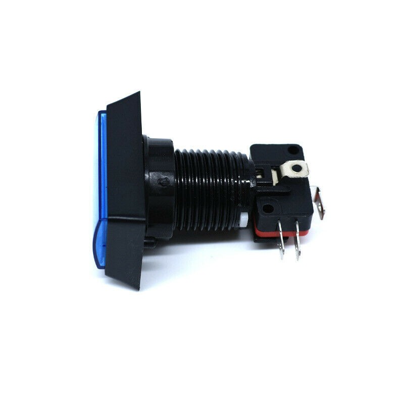 Blue Arcade Square Rectangle Buttons LED Push Illumilated W/ Microswitch D