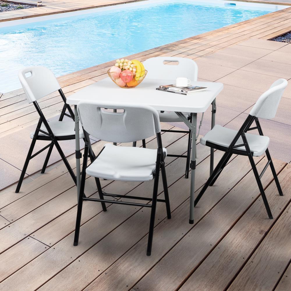 Set of 12 Commercial Folding Chair Seat Event Set for Outdoor Garden White
