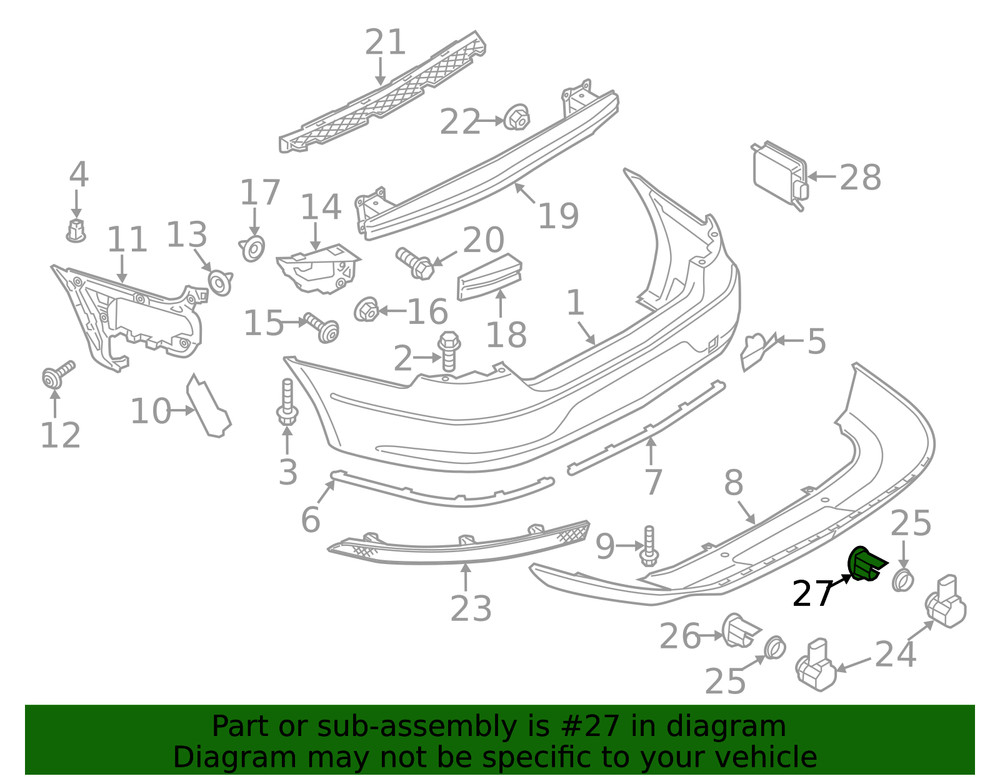 Genuine Volkswagen Park Sensor Bracket 3C8-919-491-C