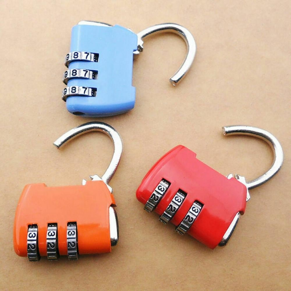 Travel Luggage Padlock Mini 3 Digit Combination Suitcase Security Cable Lock B