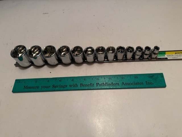 CHROME VANADIUM 13PC SAE 3/8" DRIVE - 6 POINT STANDARD SOCKET SET + RAIL