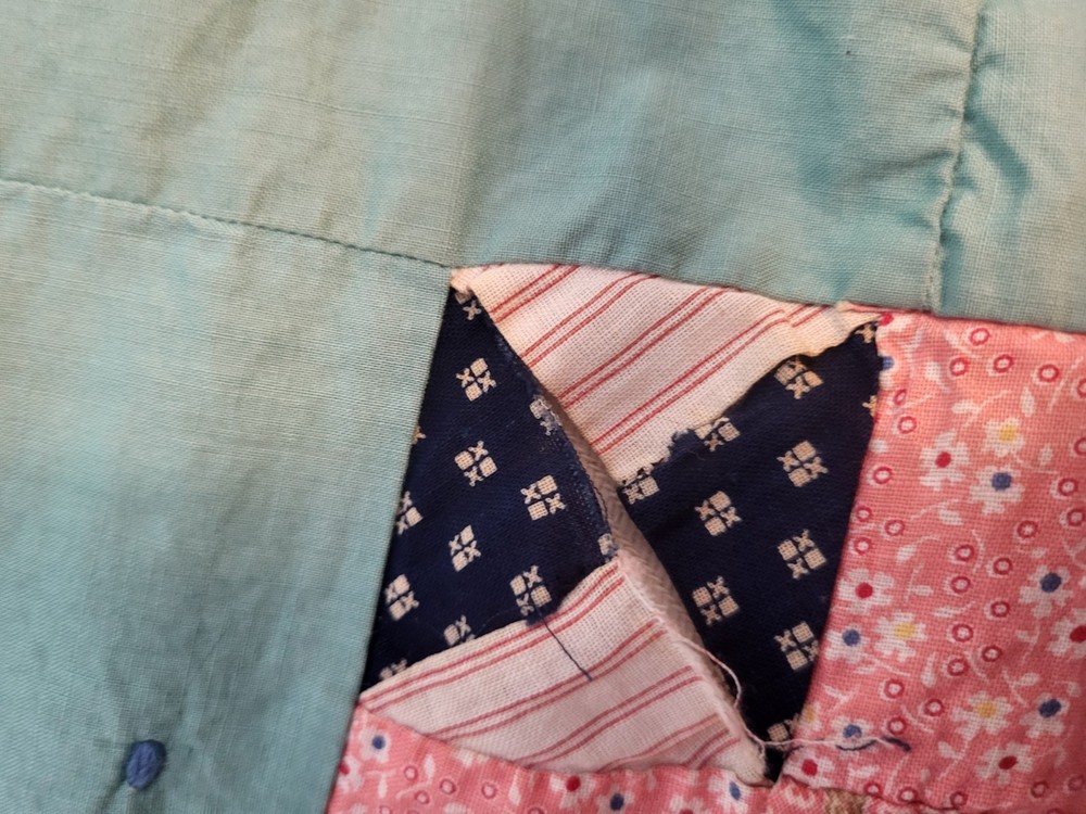 Hand -Tyed Patchwork Quilt Needs Repairs