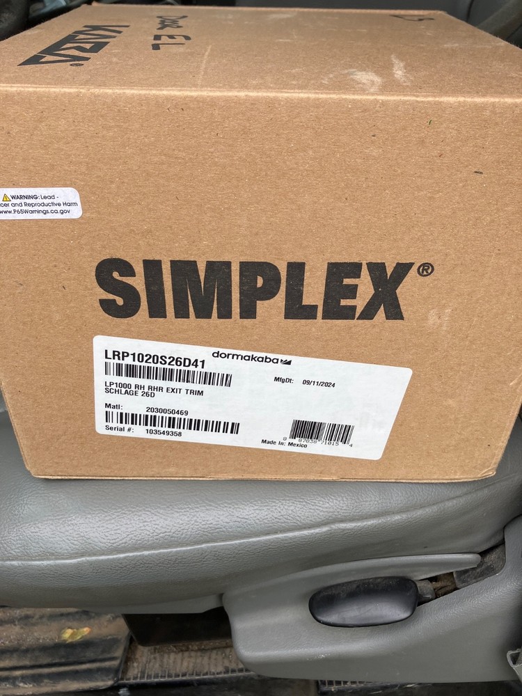 KABA SIMPLEX LP1000 RH EXIT DEVICE PUSHBUTTON COMBINATION LOCK