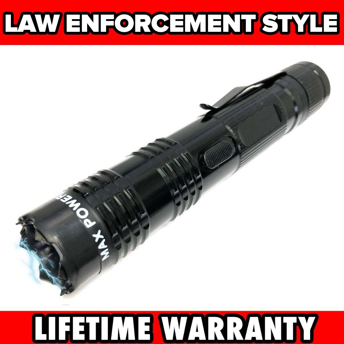 BLACK Defense Metal Stun Gun 16 Million Volt Rechargeable LED Flashlight New!