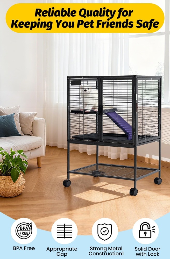 34'' Multi-Level Small Animals Cage w/ Ramp Extra Storage Stand RemovableTray