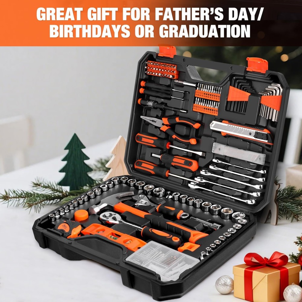 248-Piece Tool Set General Household Hand Tool Kit W/ Plastic Toolbox Storage