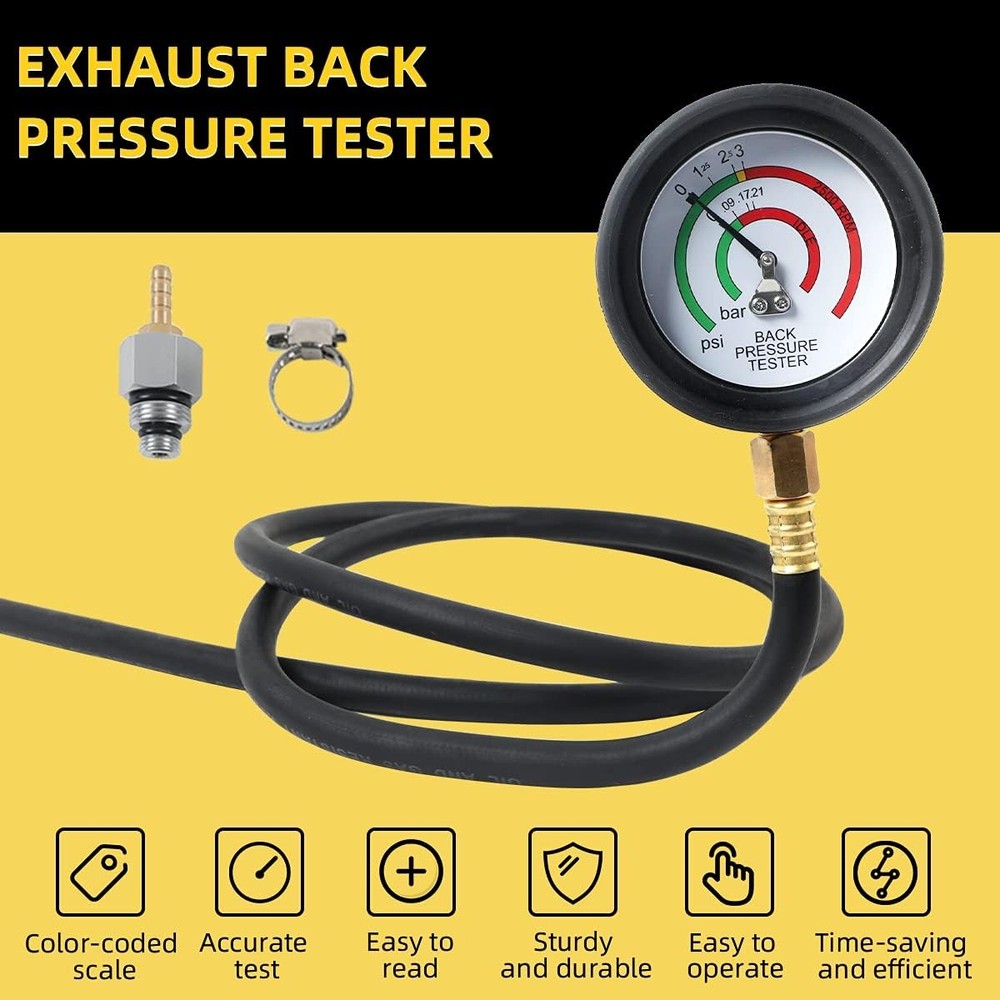 Auto Car Exhaust System Back Pressure Tester Meter Gauge Test Tool Kit Sensor