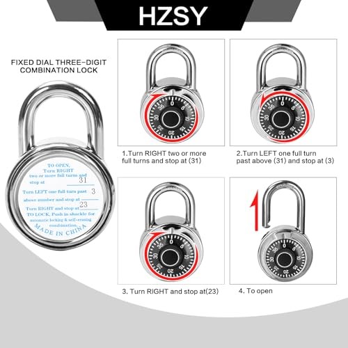 Combination Padlock 12 Pack, Fixed Dial Combination Padlock with 12 PACK Black