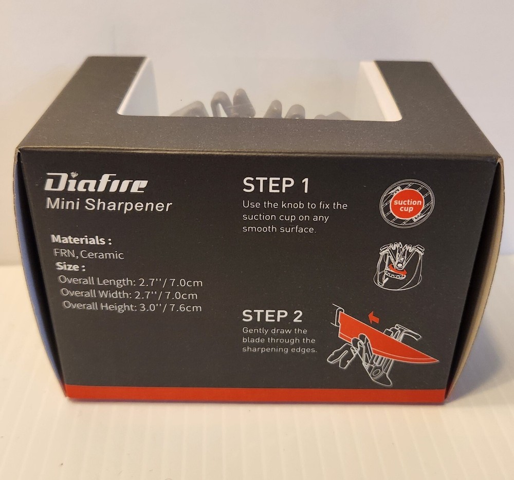 Diafire Mini Sharpener for Knives - FRN, Ceramic - Suction Cup for Stability