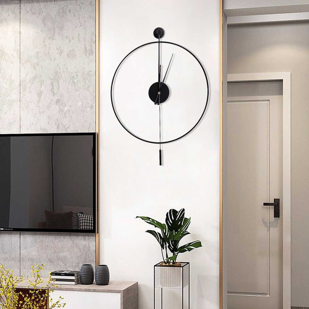 20" Modern Large Metal Wall Clock Non-Numeric Silent Wall Clock & Pendulum