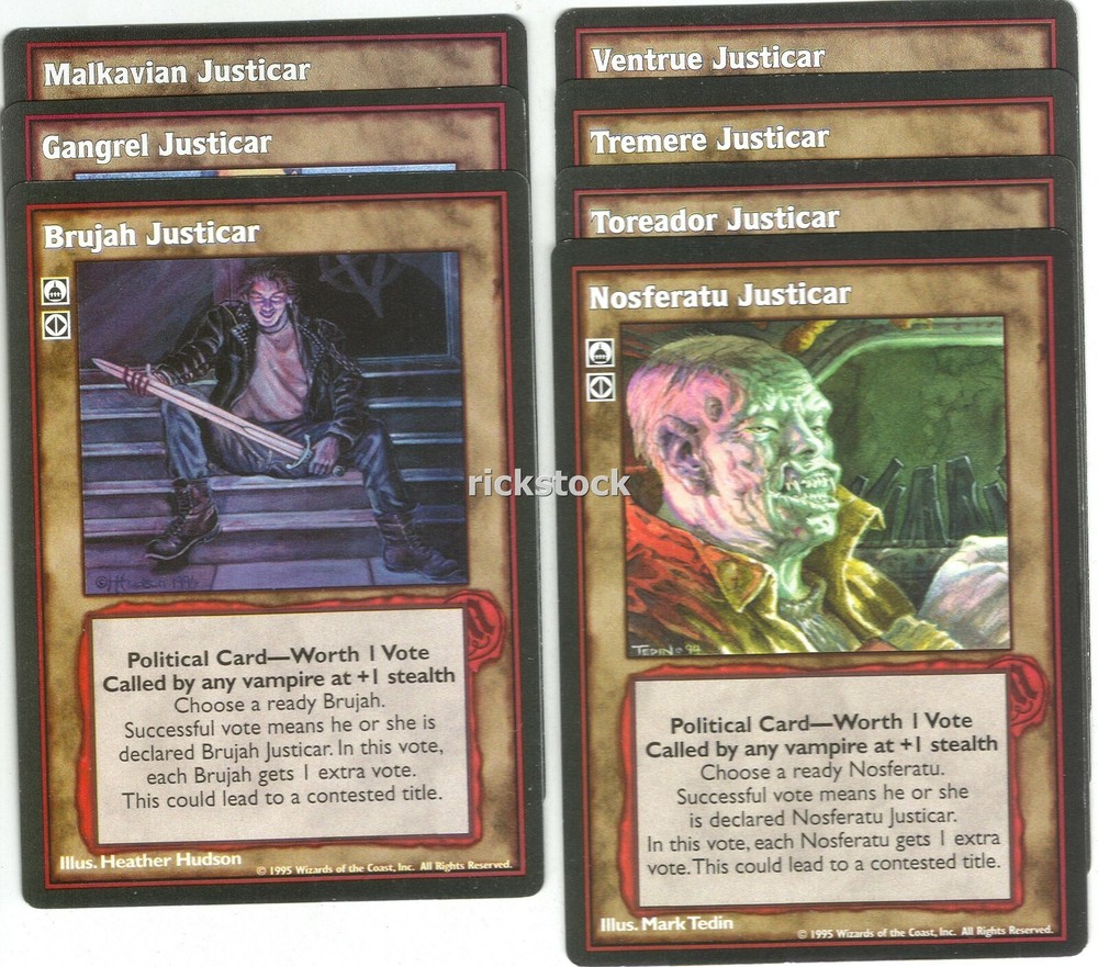 7 Different Justicar Cards VTES Jyhad