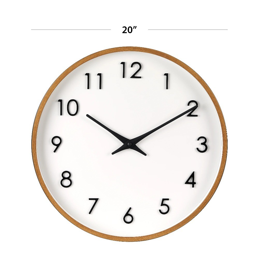 20" Quartz Modern Indoor Wall Clock, Easy Installation