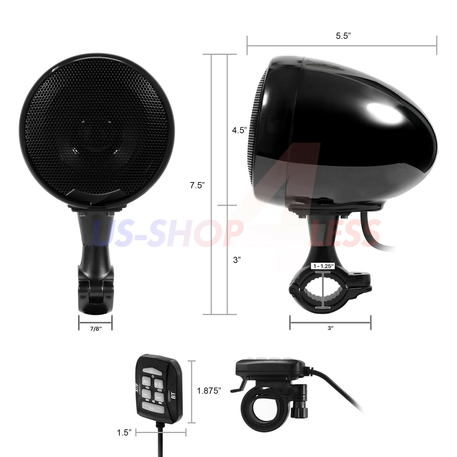 600W AMP Bluetooth Waterproof Motorcycle Stereo Speaker Audio MP3 System AUX USB