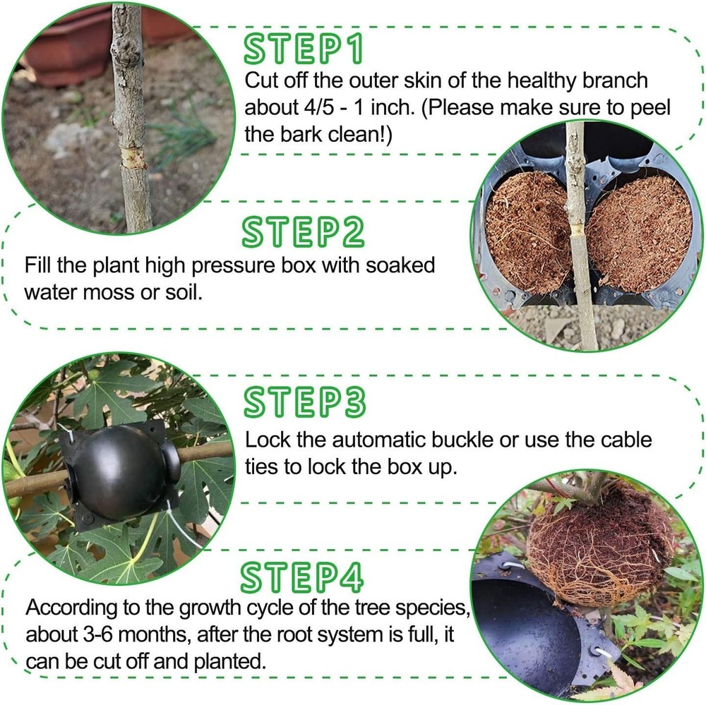 10 Pack Tree Root Growing Box, Rooting Ball Grafting Tools, Reusable High Pressu