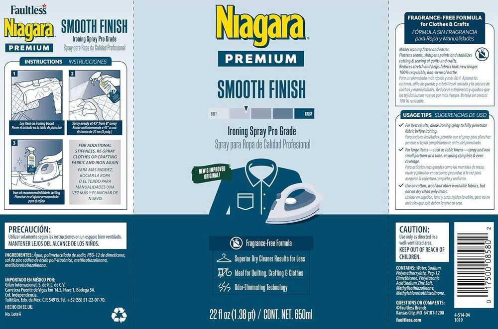 NIAGARA Spray Starch (22 Oz, 2 Pack) Trigger Pump Liquid for 2 Pack