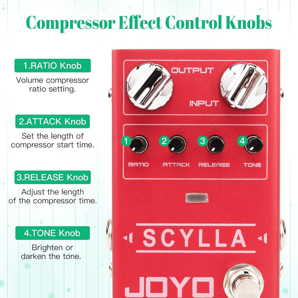 Bass Guitar Pedals Compressor Effect Pedal with Precise Compression Knobs Low No