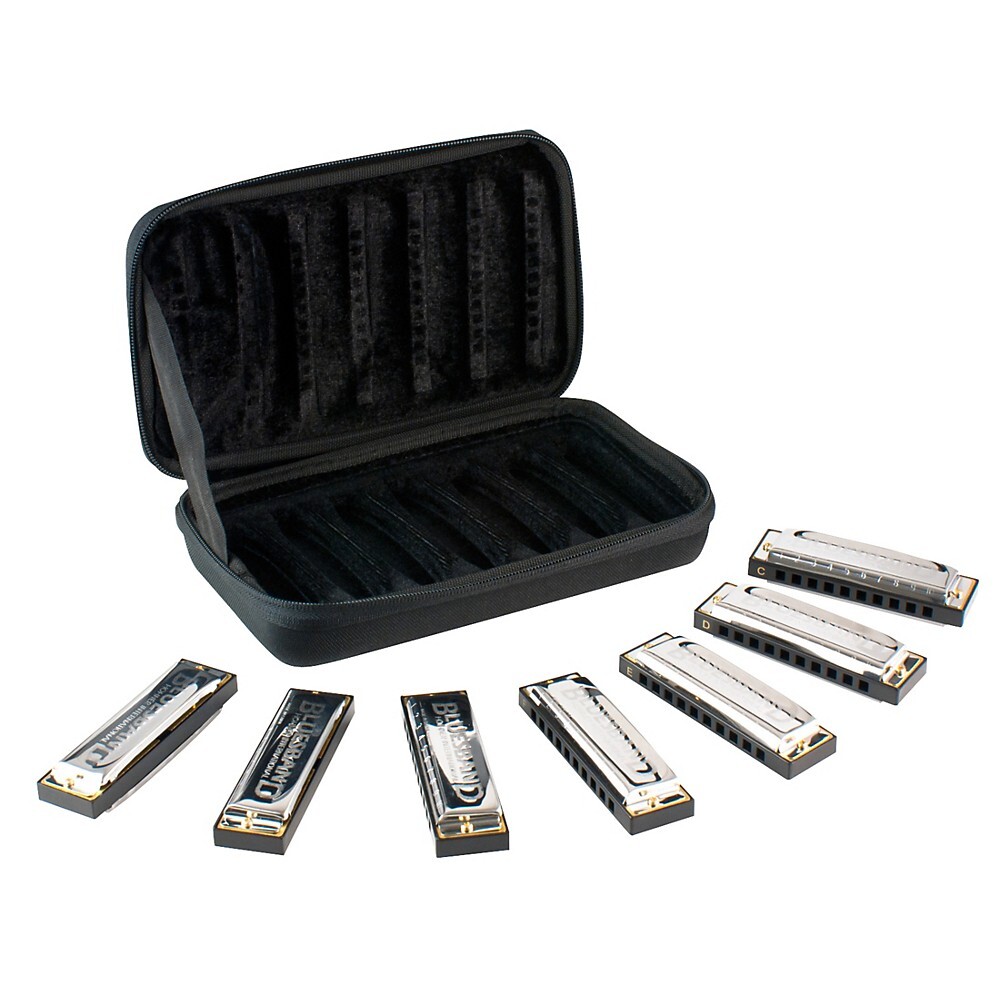 Hohner Blues Band 7 Piece Harmonica Set With Harmonica Holder