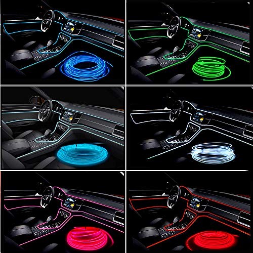 9.8ft EL Wire Car Interior Light, USB-Powered 6mm Flexible Bendable 3M White