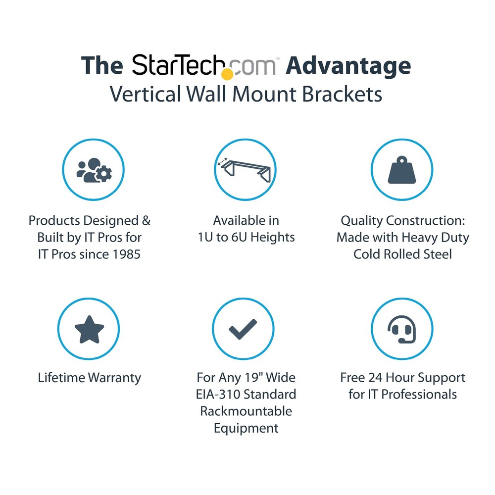StarTech 5U Vertical 19" Low Profile Wall Mounting Bracket RK519WALLV