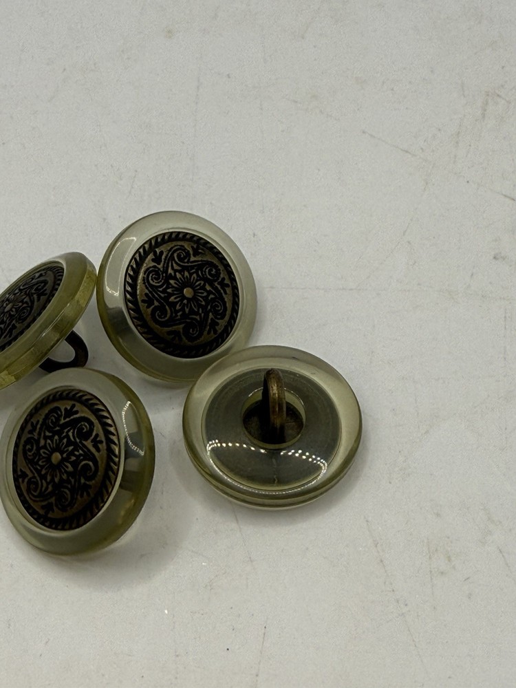 Vintage Lucite And Brass Buttons