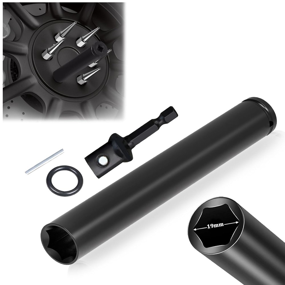 Spike Lug Nuts Socket, Durable Socket with 19mm Hex, Universal Spiked Lug Nuts 1