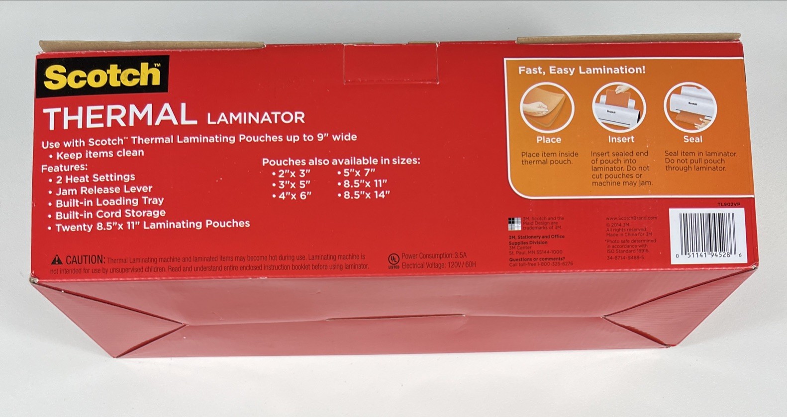 Scotch TL902VP Thermal Laminator Machine White 9-inch with 20 Pouches NEW