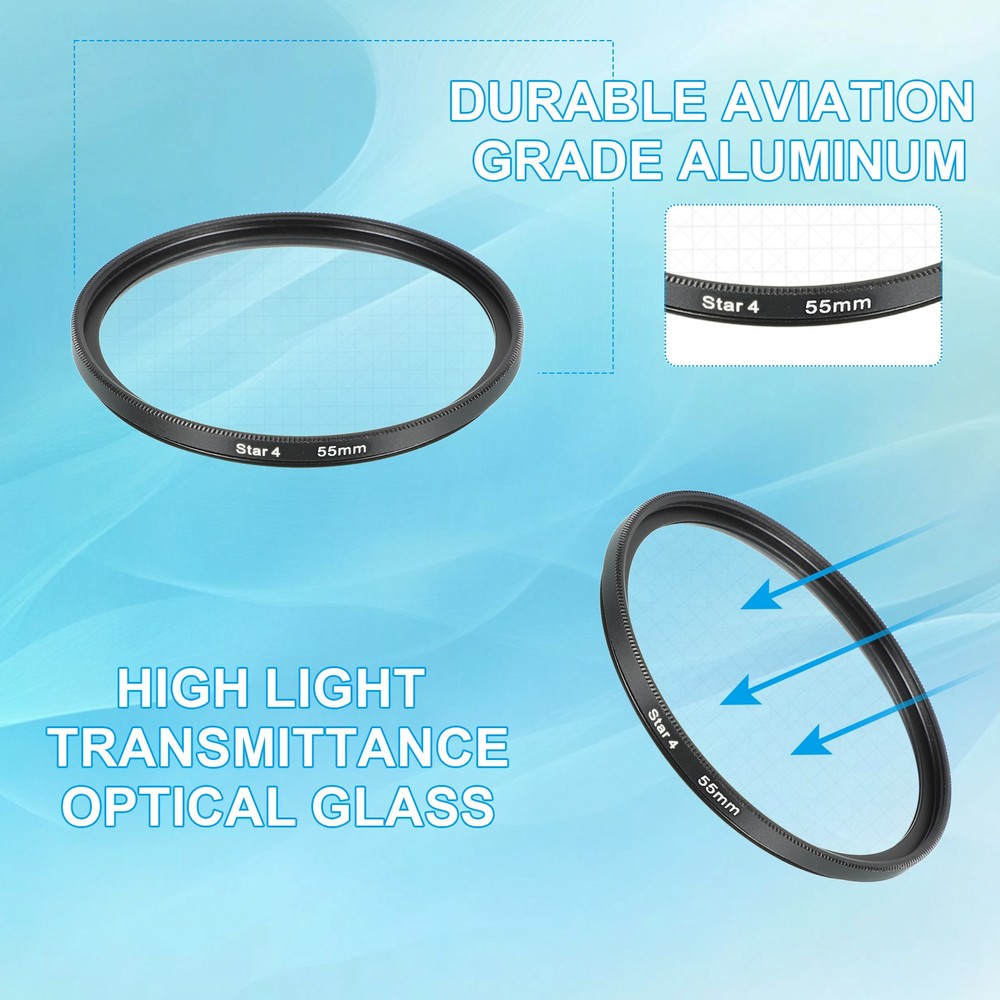 55mm Star Filter, Starburst Filter Camera 4 Points 6 Points 8 Points 12 Points