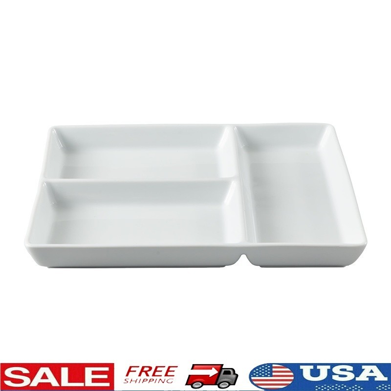 White Porcelain Divided Tray Microwave Safe Dishwasher Safe Oven Safe Serving US