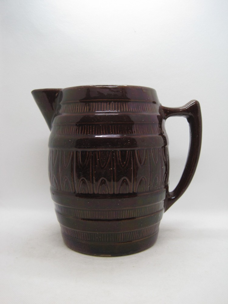 Vintage Dark Brown Stoneware Pitcher