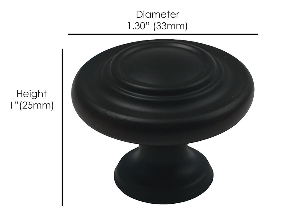 Matte Black Round Knob Handle Pull Kitchen/Bathroom Cabinet Hardware