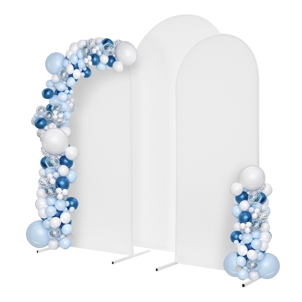 3X White Arch Backdrop Stand Set Wedding Arch Stand Backdrop Decor with Covers