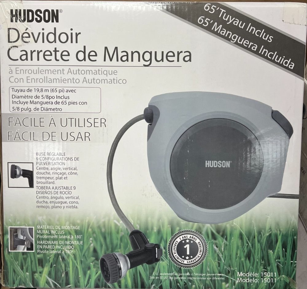 Hudson 65ft Retractable Hose Reel Gray