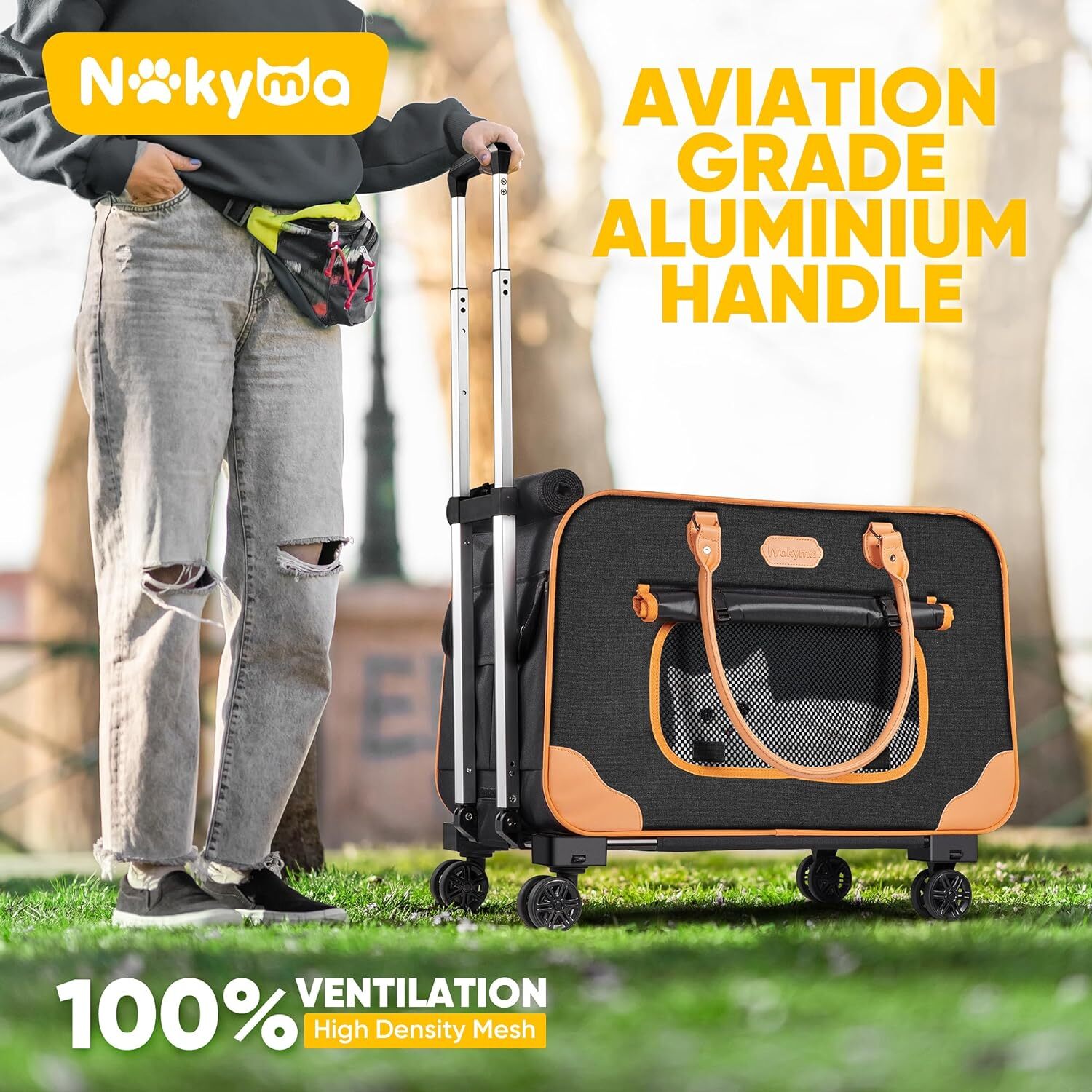 Pet Carrier with Wheels for Large Cats Small Dogs up to 38LB Rolling Cat Carrier