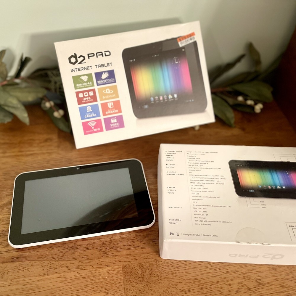 D2 Pad Internet Tablet DII White 7" Android 4.0 Built In Front Camera Pre Loaded