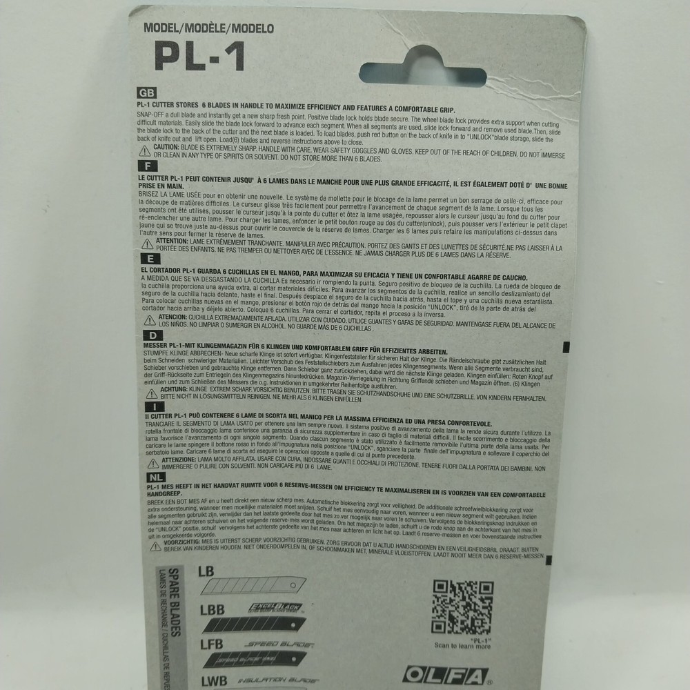 OLFA 18mm PL-1 Pro-Load Multi-Blade Auto-Load Utility Knife