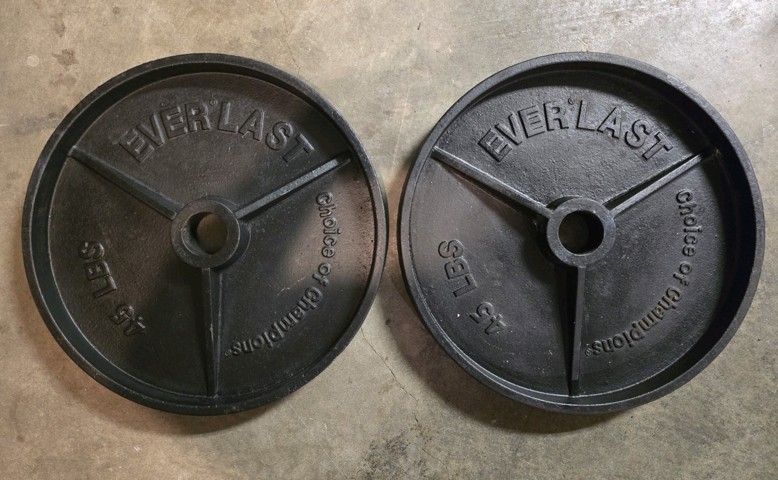 Everlast 45 lb Deep Dish Vintage Weight Plates! Rare Find!