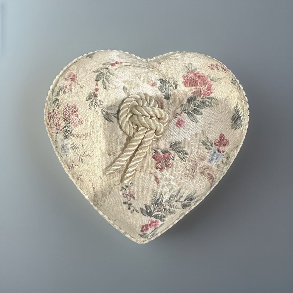 Vintage heart shaped fabric box