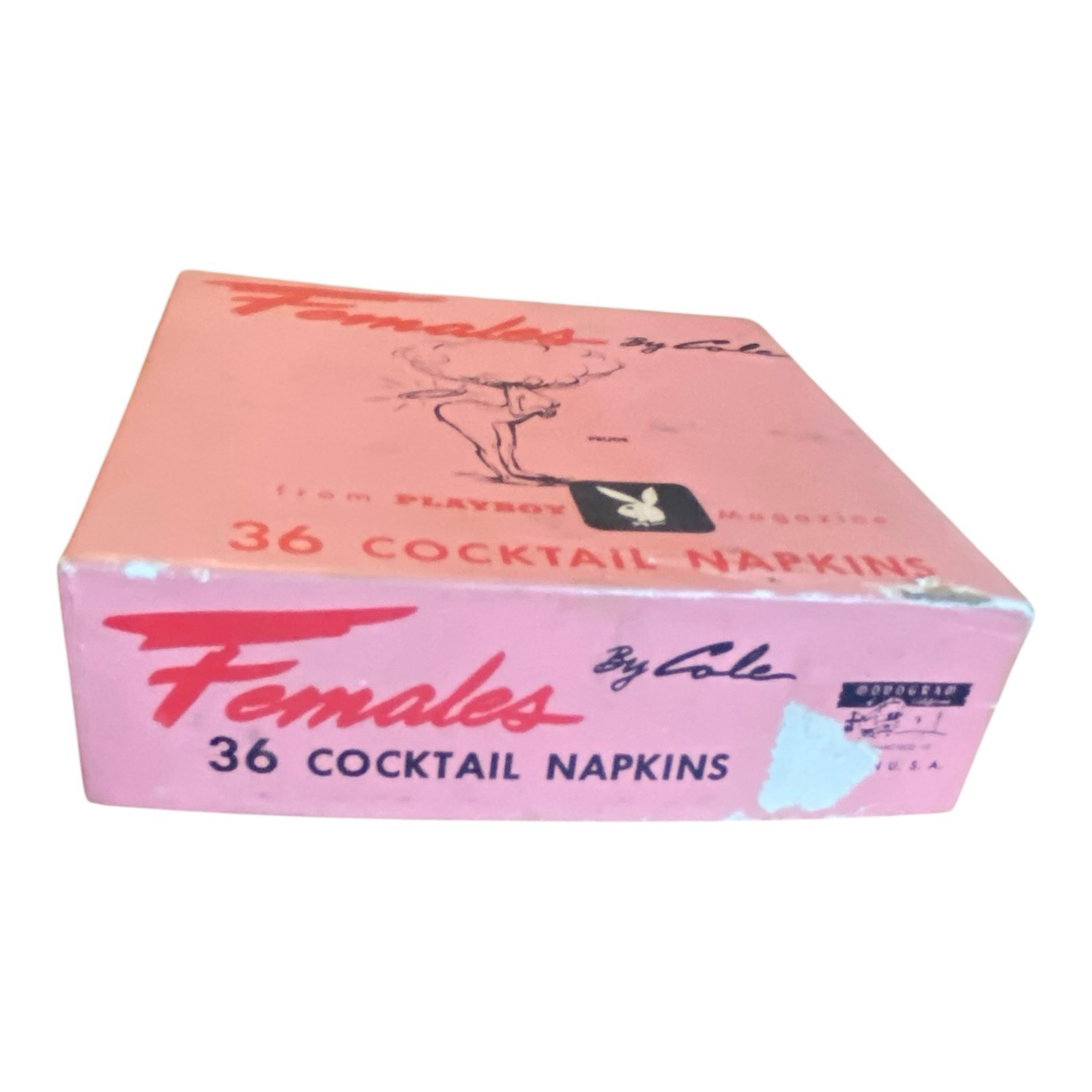 1956 PLAYBOY MAGAZINE Vintage Bar Lounge Cocktail Napkins "FEMALES" by Cole NUDE