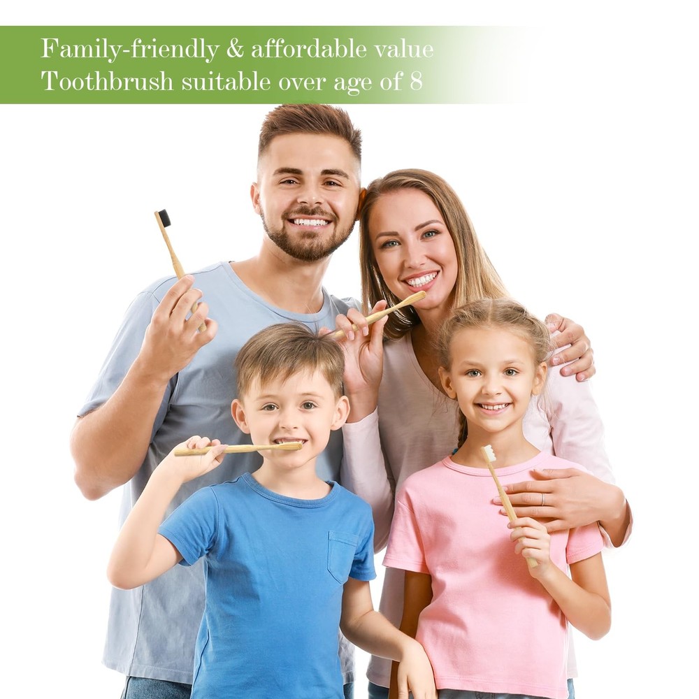 Extra Soft Bamboo Toothbrushes for Sensitive Gums - Eco-Friendly 4 Pack