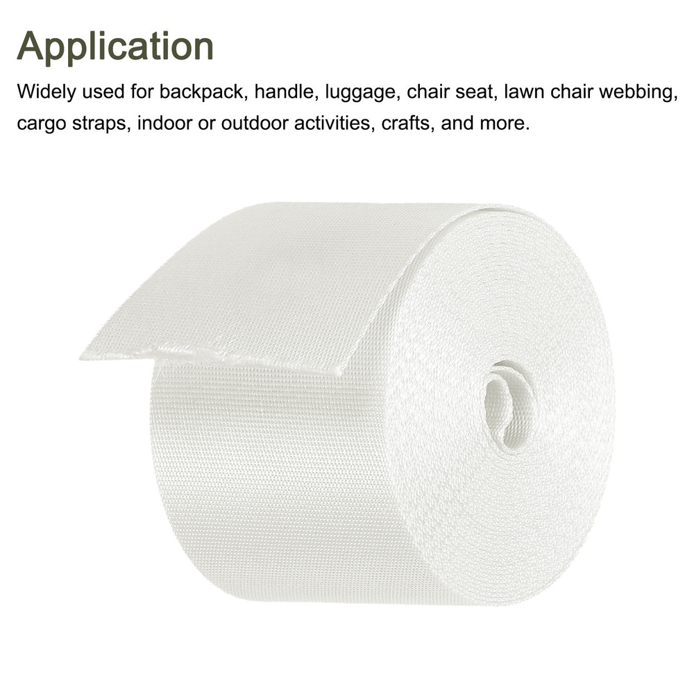 Flat Nylon Webbing Strap 2 Inch 5 Yards White for Backpack