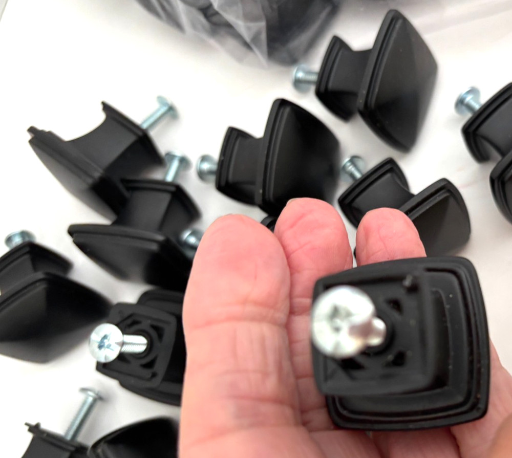 BUY 6-36 Matte BLACK 1.25" SQUARE Metal Drawer PULL KNOBS Cabinet Cupboard Pulls
