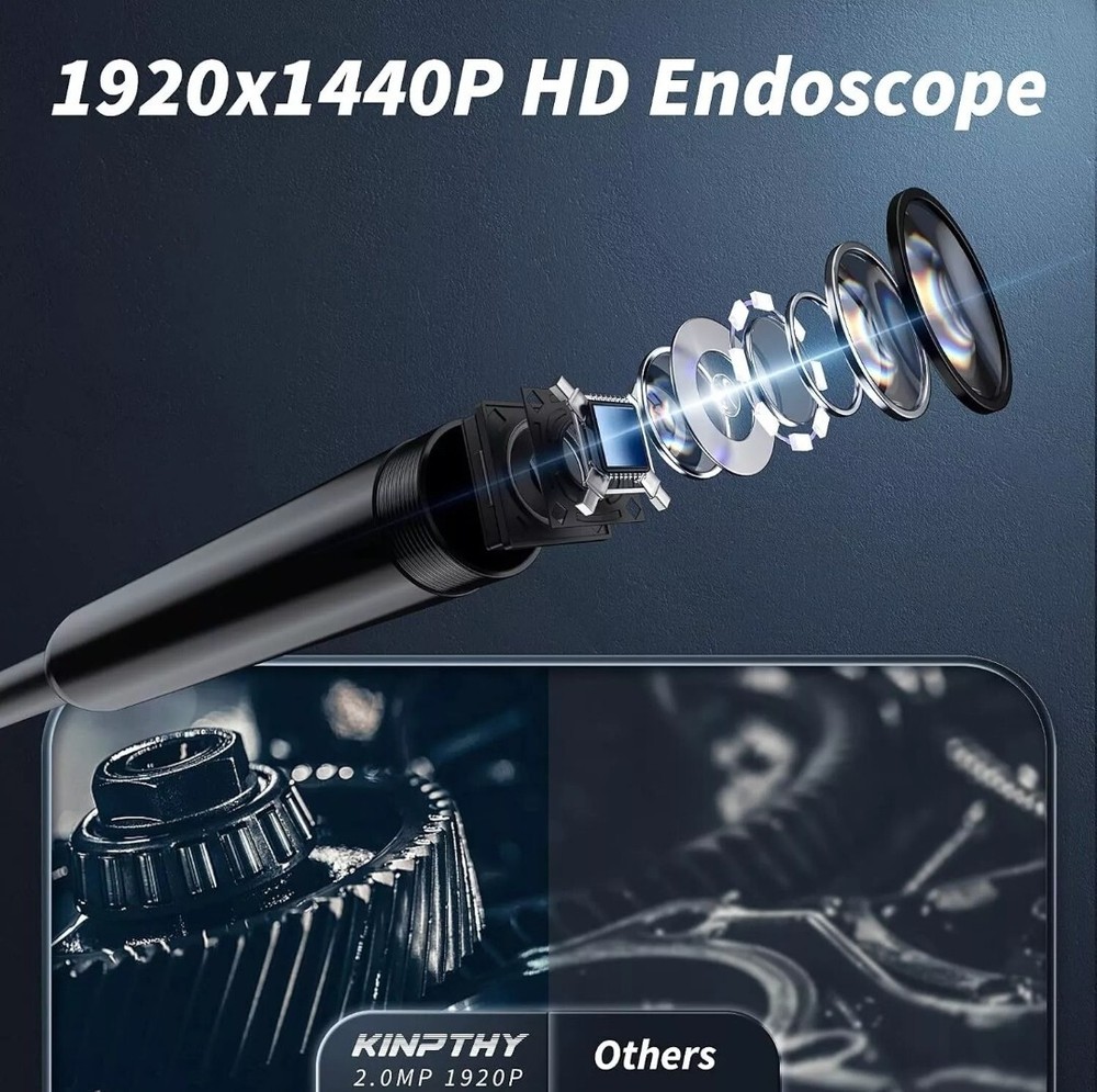 Endoscope Camera with Light, 1920P HD Borescope Tools with 8 Adjustable LEDs