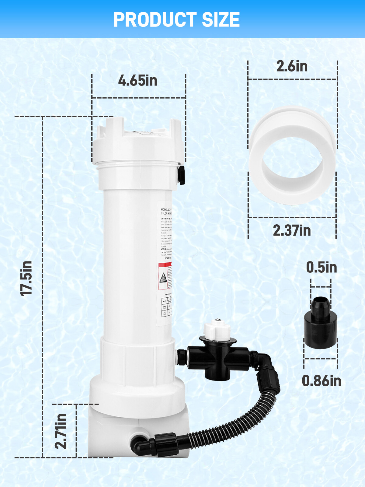 R171096 320 Automatic inline Chlorine/Bromine Feeder w/Chlorinator Tube &Bushing