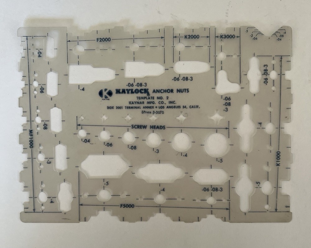 VINTAGE KAYLOCK MINIATURES DRAFTING TEMPLATE # 2