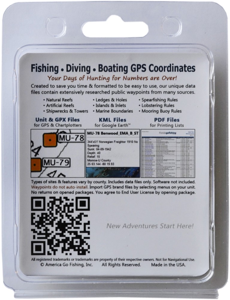 Upper Keys Monroe County Fishing & Dive Sites Memory Card