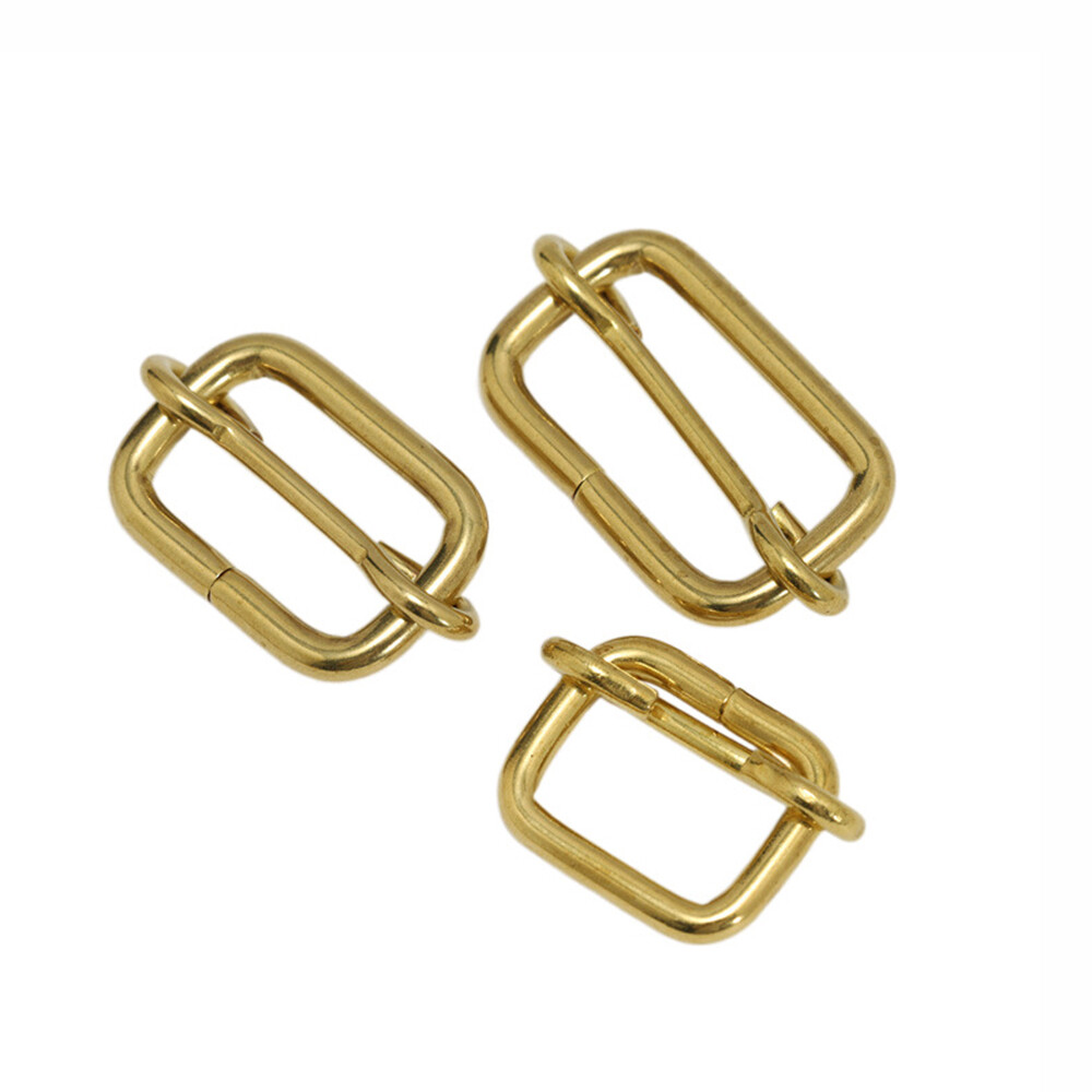 Solid Brass Slider Buckle Webbing Three Rod Adjuster Belt Strap 20 26 33 40mm