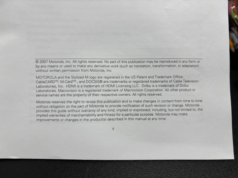 Motorola DCH3416 User Guide Operation Manual 2007