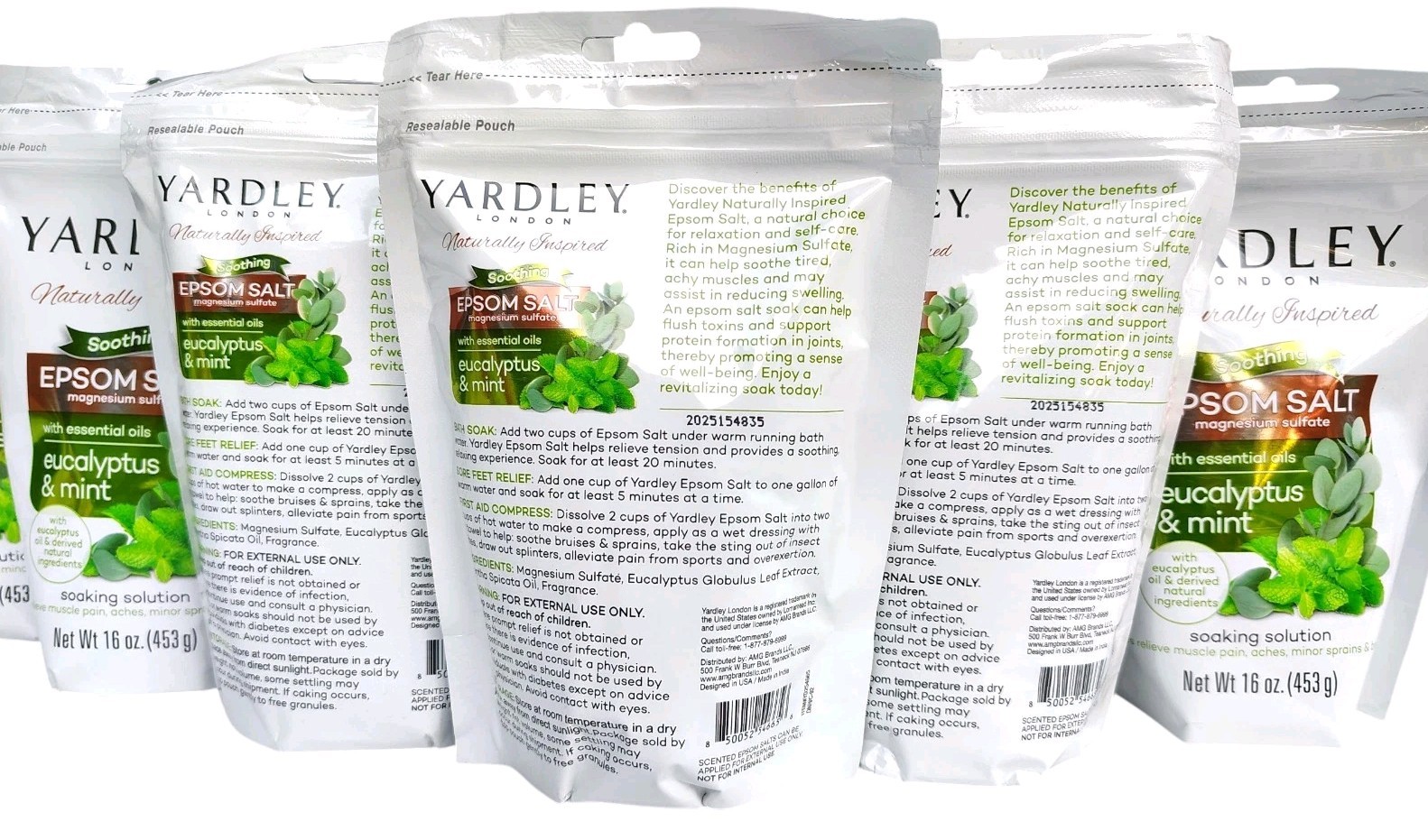 Yardley London Eucalyptus & Mint Epsom Salt Soaking Solution 6 Pounds 1lb Each